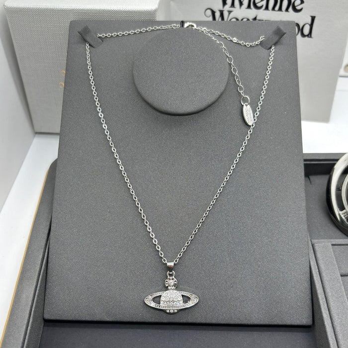 Wholesale Saturn Pearl Necklace Women's Style Pin Stereo Planet Neck Chain Wool Chain Clavicle Chain Necklaces JoyasDeChina Silver classic chain terms Wholesale Jewelry JoyasDeChina Joyas De China