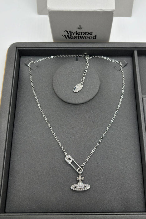 Wholesale Saturn Pearl Necklace Women's Style Pin Stereo Planet Neck Chain Wool Chain Clavicle Chain Necklaces JoyasDeChina Silver pin titanium steel necklace Wholesale Jewelry JoyasDeChina Joyas De China