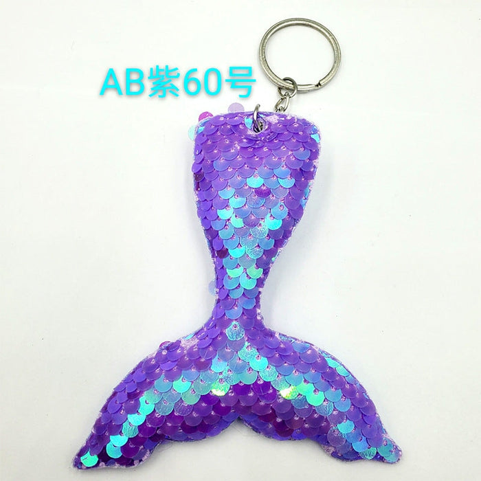 Wholesale Sequin Mermaid Tail Keychain JDC-KC-QiShi002 Keychains 奇释 ABpurple60 / Wholesale Jewelry JoyasDeChina Joyas De China