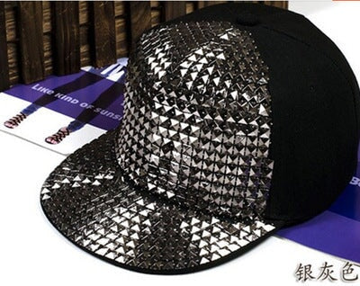 Wholesale Sequin Punk Canvas Hip Hop Flat Brim Cap Baseball Hat JDC-FH-Qiuj003 Fashionhat 秋婕 grey adjustable Wholesale Jewelry JoyasDeChina Joyas De China