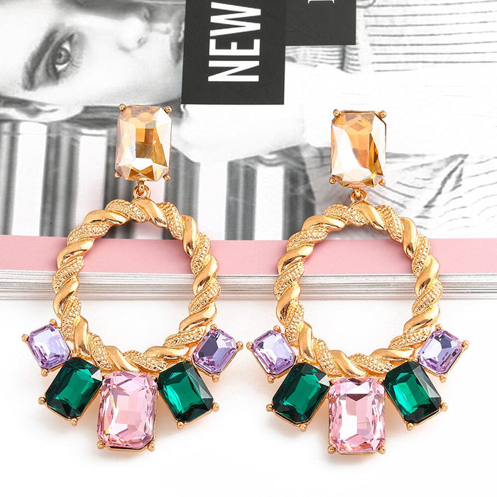 Wholesale set diamond alloy earrings JDC-ES-LIUM038 Earrings 榴芒 Wholesale Jewelry JoyasDeChina Joyas De China