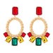 Wholesale set diamond alloy earrings JDC-ES-LIUM038 Earrings 榴芒 55199-RD red Wholesale Jewelry JoyasDeChina Joyas De China