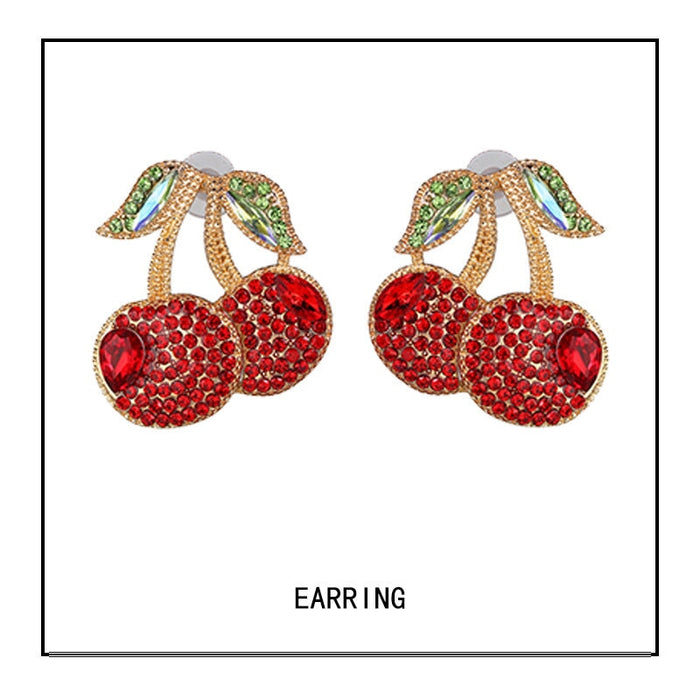 Wholesale set with diamond fruit earrings JDC-ES-LIUM030 Earrings 榴芒 Wholesale Jewelry JoyasDeChina Joyas De China