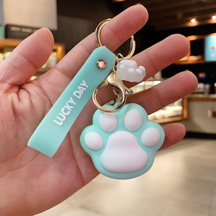 Wholesale silicone cat cat paw car keychains JDC-KC-Aolong004 Keychains 傲龙 Glue dripping cat claw green Wholesale Jewelry JoyasDeChina Joyas De China