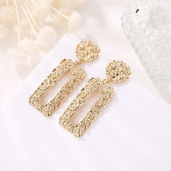 Wholesale Silver Geometric Frosted Rectangle Earrings JDC-ES-D612 Earrings 晴雯 Wholesale Jewelry JoyasDeChina Joyas De China