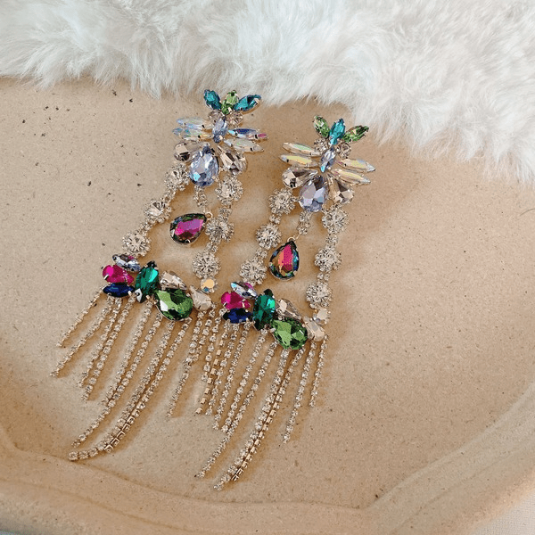 Wholesale Silver Pin and Rhinestone Tassel EarringsJDC-ES-jw001 Earrings 佳伟 Wholesale Jewelry JoyasDeChina Joyas De China