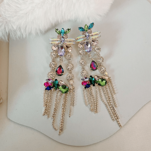 Wholesale Silver Pin and Rhinestone Tassel EarringsJDC-ES-jw001 Earrings 佳伟 Wholesale Jewelry JoyasDeChina Joyas De China