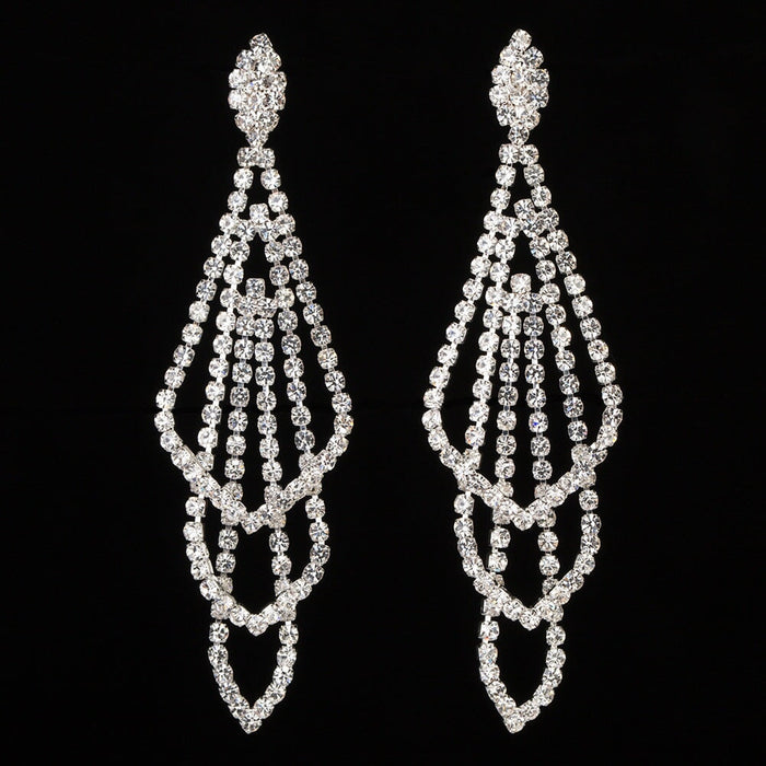 Wholesale Silver Punk Alloy Rhinestone Tassel Stud Earrings JDC-ES-ZHONGW020 Earrings 众薇 Wholesale Jewelry JoyasDeChina Joyas De China