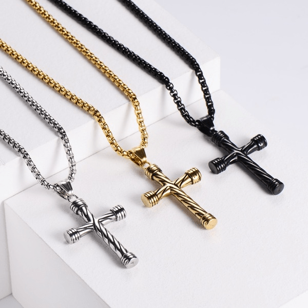 Wholesale silver stainless steel cross necklace JDC-NE-Aimi007 Necklaces 爱米萝 Wholesale Jewelry JoyasDeChina Joyas De China