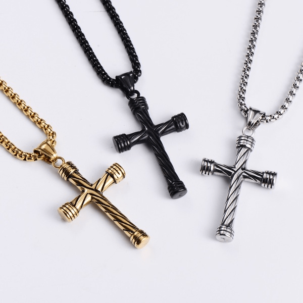 Wholesale silver stainless steel cross necklace JDC-NE-Aimi007 Necklaces 爱米萝 Wholesale Jewelry JoyasDeChina Joyas De China