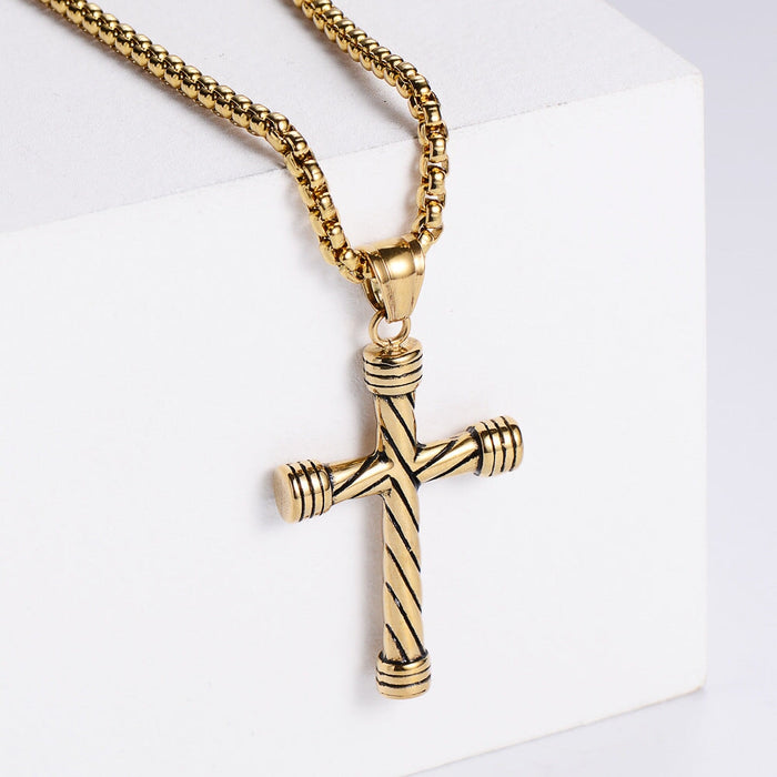 Wholesale silver stainless steel cross necklace JDC-NE-Aimi007 Necklaces 爱米萝 Gold [No Chain] Wholesale Jewelry JoyasDeChina Joyas De China