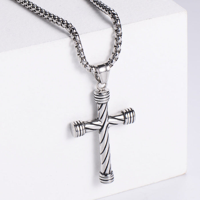 Wholesale silver stainless steel cross necklace JDC-NE-Aimi007 Necklaces 爱米萝 Steel Color [No Chain] Wholesale Jewelry JoyasDeChina Joyas De China