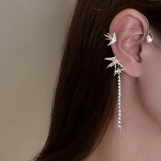 Wholesale Silver Swallow Zircon Tassel Earrings JDC-ES-jw003 Earrings 佳伟 Wholesale Jewelry JoyasDeChina Joyas De China