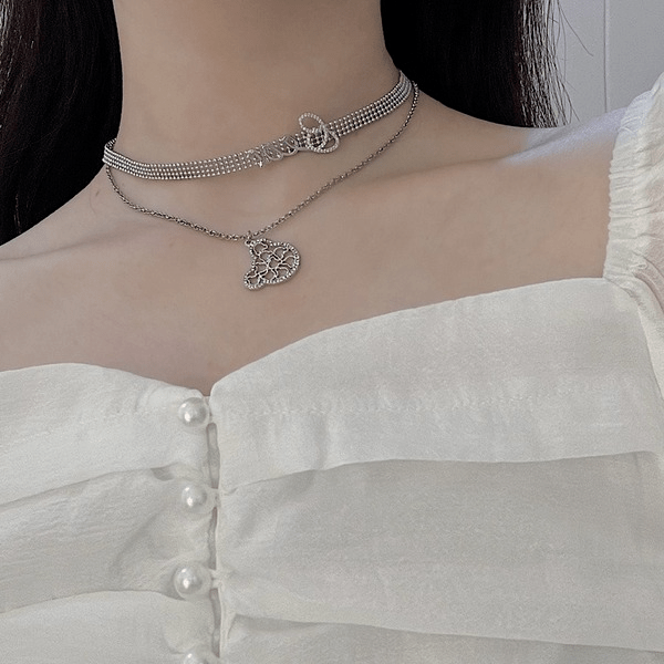 Wholesale Silver Zircon Letter Clavicle Necklace（F） JDC-NE-Jiaj003 necklaces 嘉静 Wholesale Jewelry JoyasDeChina Joyas De China