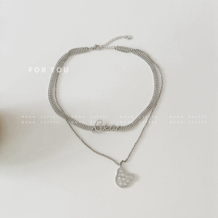 Wholesale Silver Zircon Letter Clavicle Necklace（F） JDC-NE-Jiaj003 necklaces 嘉静 B silver platinum plated zircon Wholesale Jewelry JoyasDeChina Joyas De China