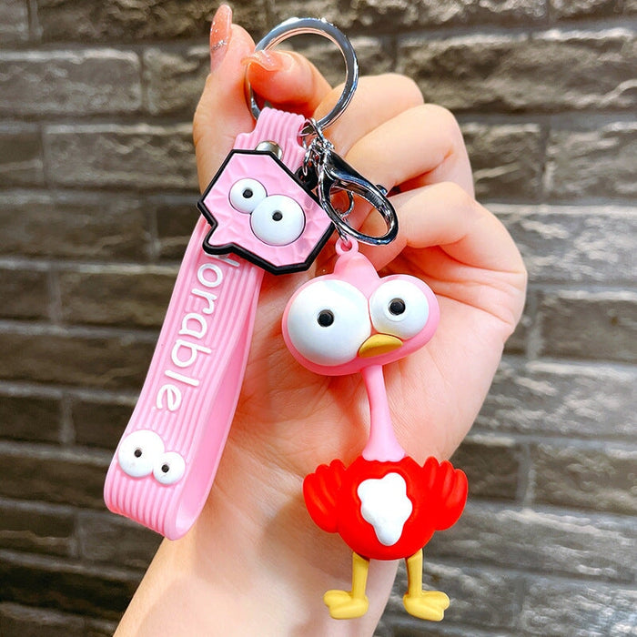 Wholesale Simulation Flamingo Keychain Pendant Cartoon Cute Personality School Bag Hanging Chain Keychains JoyasDeChina Pink Big Eyed Flamingo Wholesale Jewelry JoyasDeChina Joyas De China