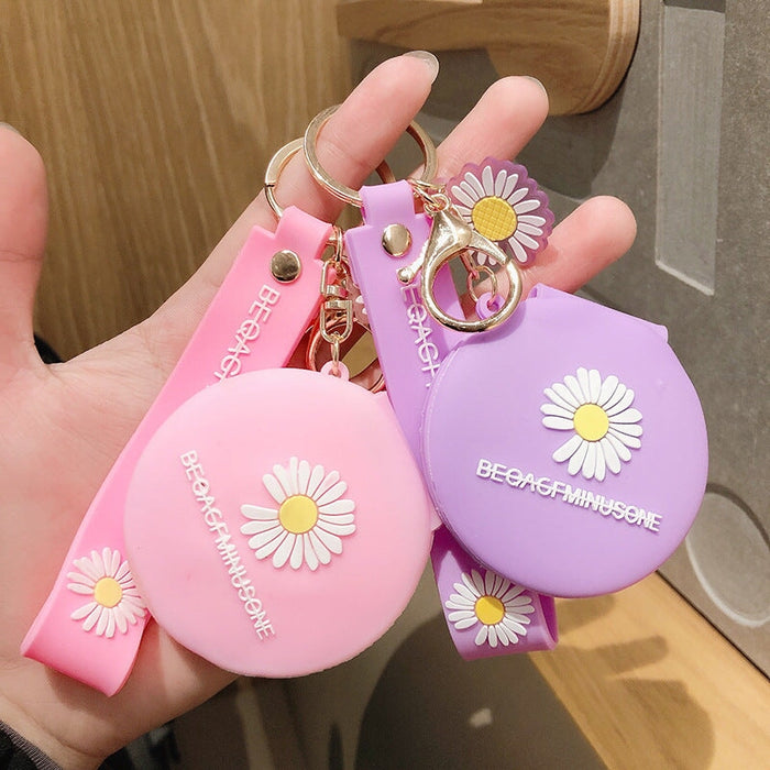 Wholesale Small Daisy Makeup Mirror Silicone Keychain JDC-KC-FeiRun019 Keychains 飞润 Wholesale Jewelry JoyasDeChina Joyas De China