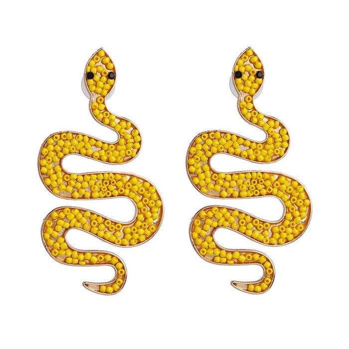 Wholesale snake alloy earrings JDC-ES-LIUM019 Earrings 榴芒 yellow Wholesale Jewelry JoyasDeChina Joyas De China