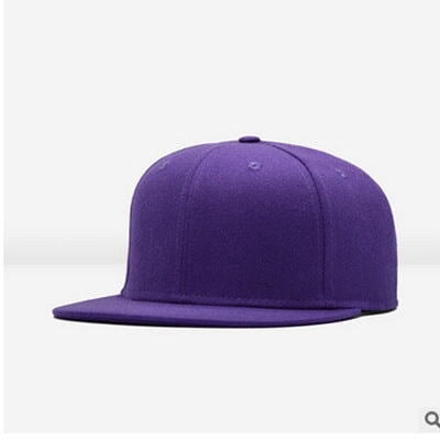 Wholesale Solid Color Polyester Fiber Flat Brim Cap Baseball Cap Hip Hop Hat Adjustable JDC-FH-Qiuj001 Fashionhat 秋婕 purple Wholesale Jewelry JoyasDeChina Joyas De China