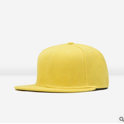 Wholesale Solid Color Polyester Fiber Flat Brim Cap Baseball Cap Hip Hop Hat Adjustable JDC-FH-Qiuj001 Fashionhat 秋婕 yellow Wholesale Jewelry JoyasDeChina Joyas De China