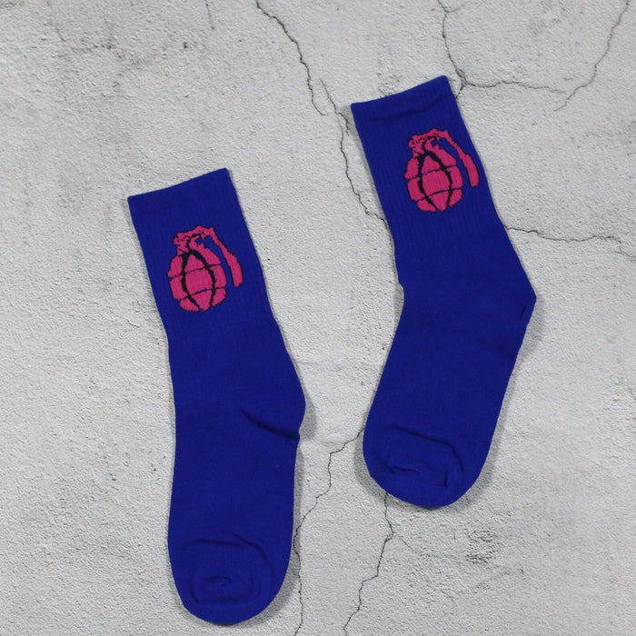 Wholesale Solid Color Socks Female Couple Running Sports Socks Socks Men's Mid-barrel Long Socks Socks JoyasDeChina Long Grenade Blue Wholesale Jewelry JoyasDeChina Joyas De China