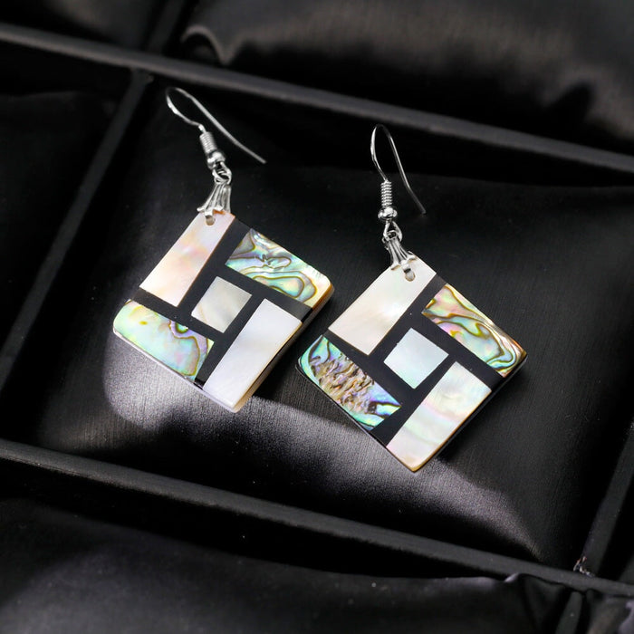 Wholesale square shell earrings JDC-ES-GSDB019 Earrings 丹比华比 Wholesale Jewelry JoyasDeChina Joyas De China