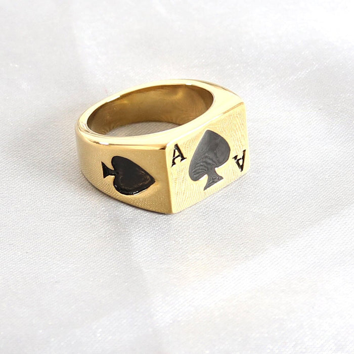 Wholesale Stainless Steel Ace of Spades Rings JDC-RS-MRD040 Rings 美日德 yellow 7 Wholesale Jewelry JoyasDeChina Joyas De China