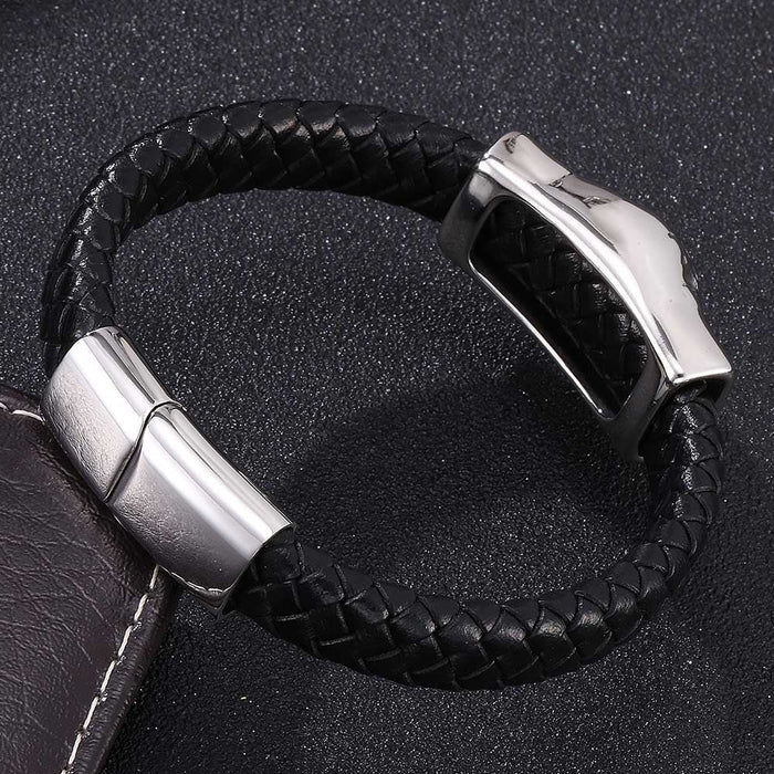 Wholesale Stainless Steel Braided Leather Cord Bracelet JDC-BT-RShen016 Bracelet 日盛 165 Wholesale Jewelry JoyasDeChina Joyas De China