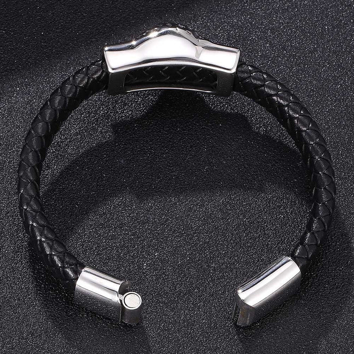 Wholesale Stainless Steel Braided Leather Cord Bracelet JDC-BT-RShen016 Bracelet 日盛 Wholesale Jewelry JoyasDeChina Joyas De China