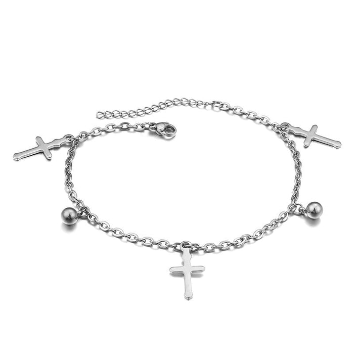 Wholesale Stainless Steel Cross Plated 18k Gold Anklet JDC-AS-Kalun001 Anklet 卡轮 Wholesale Jewelry JoyasDeChina Joyas De China