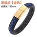 Wholesale Stainless Steel Leather Braided Men's Bracelet JDC-BT-RShen030 Bracelet 日盛 blue 185mm Wholesale Jewelry JoyasDeChina Joyas De China