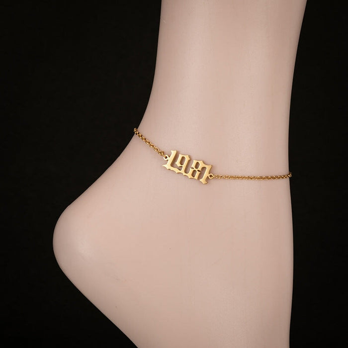 Wholesale Stainless Steel Plating Digital Anklet JDC-AS-Shuangs001 Anklet 双硕 Wholesale Jewelry JoyasDeChina Joyas De China