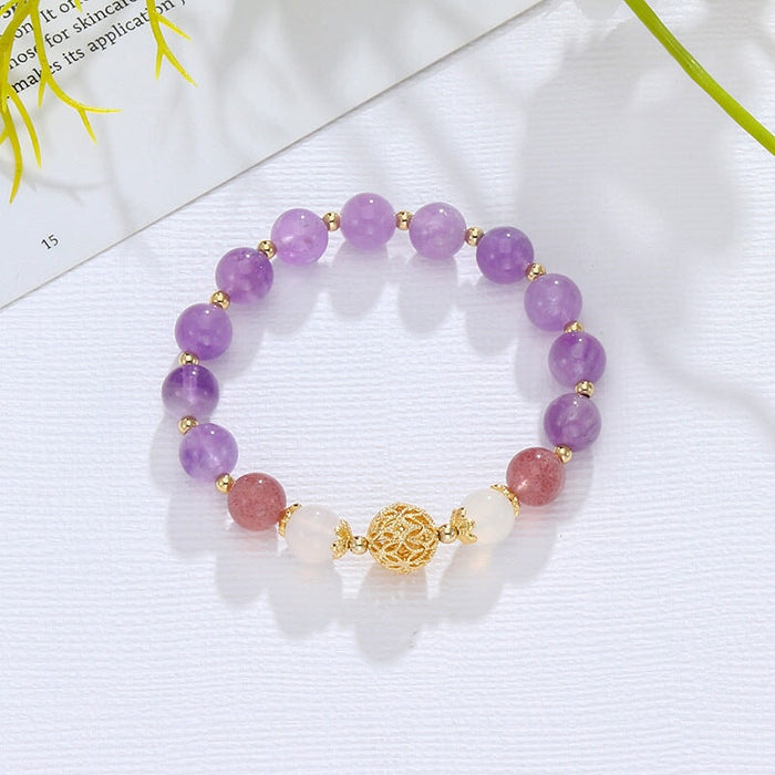 Wholesale Strawberry Crystal Amethyst Hollow Ball Bracelet JDC-BT-Weiy009 Bracelet 唯逸 Wholesale Jewelry JoyasDeChina Joyas De China