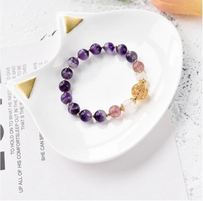 Wholesale Strawberry Crystal Amethyst Hollow Ball Bracelet JDC-BT-Weiy009 Bracelet 唯逸 Wholesale Jewelry JoyasDeChina Joyas De China