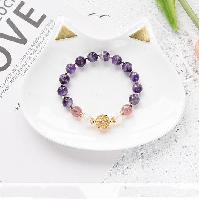 Wholesale Strawberry Crystal Amethyst Hollow Ball Bracelet JDC-BT-Weiy009 Bracelet 唯逸 ZSJ Wholesale Jewelry JoyasDeChina Joyas De China