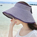 Wholesale Summer Women Cotton Sunscreen Beach Hat Outdoor Foldable Straw Hat JDC-FH-Qiuj006 Fashionhat 秋婕 striped purple adjustable Wholesale Jewelry JoyasDeChina Joyas De China