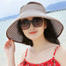 Wholesale Summer Women Cotton Sunscreen Beach Hat Outdoor Foldable Straw Hat JDC-FH-Qiuj006 Fashionhat 秋婕 Stripes brown adjustable Wholesale Jewelry JoyasDeChina Joyas De China