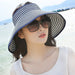 Wholesale Summer Women Cotton Sunscreen Beach Hat Outdoor Foldable Straw Hat JDC-FH-Qiuj006 Fashionhat 秋婕 Stripes Navy Blue adjustable Wholesale Jewelry JoyasDeChina Joyas De China