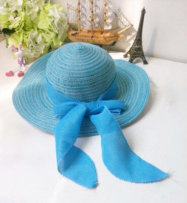 Wholesale Summer Women Cotton Sunscreen Beach Hat Outdoor Foldable Straw Hat JDC-FH-Qiuj007 Fashionhat 秋婕 blue Wholesale Jewelry JoyasDeChina Joyas De China