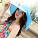 Wholesale Summer Women Cotton Sunscreen Beach Hat Outdoor Foldable Straw Hat JDC-FH-Qiuj008 Fashionhat 秋婕 blue M(56-58cm) Wholesale Jewelry JoyasDeChina Joyas De China