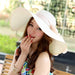 Wholesale Summer Women Cotton Sunscreen Beach Hat Outdoor Foldable Straw Hat JDC-FH-Qiuj008 Fashionhat 秋婕 white M(56-58cm) Wholesale Jewelry JoyasDeChina Joyas De China