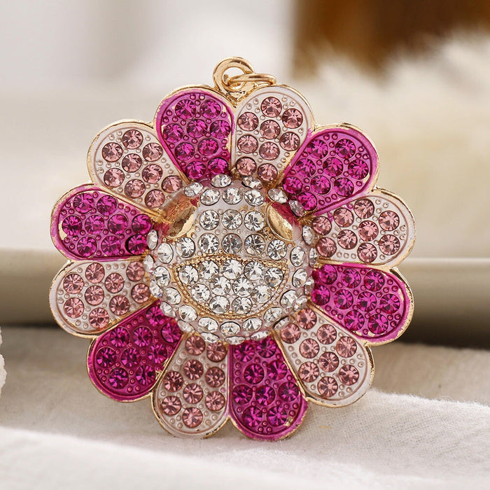 Wholesale Sunflower Alloy Rhinestone Keychain MOQ≥2 JDC-KC-ChaoK003 Keychains 超凯 pink Wholesale Jewelry JoyasDeChina Joyas De China