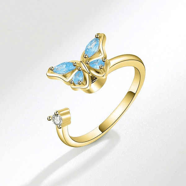 Wholesale Swivel Ring Blue Rhinestone Marquise Butterfly Ring JDC-RS-YZM079 Rings 伊之美 Wholesale Jewelry JoyasDeChina Joyas De China