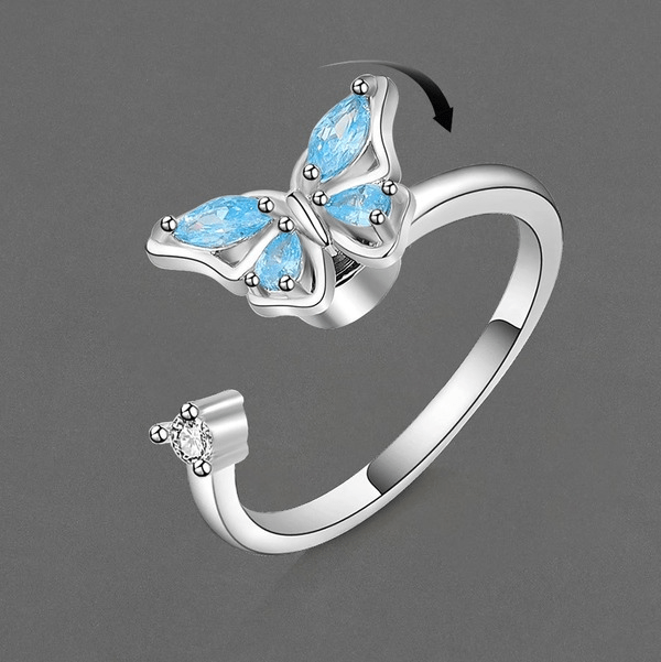 Wholesale Swivel Ring Blue Rhinestone Marquise Butterfly Ring JDC-RS-YZM079 Rings 伊之美 Wholesale Jewelry JoyasDeChina Joyas De China