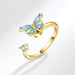 Wholesale Swivel Ring Blue Rhinestone Marquise Butterfly Ring JDC-RS-YZM079 Rings 伊之美 Gold adjustable opening Wholesale Jewelry JoyasDeChina Joyas De China