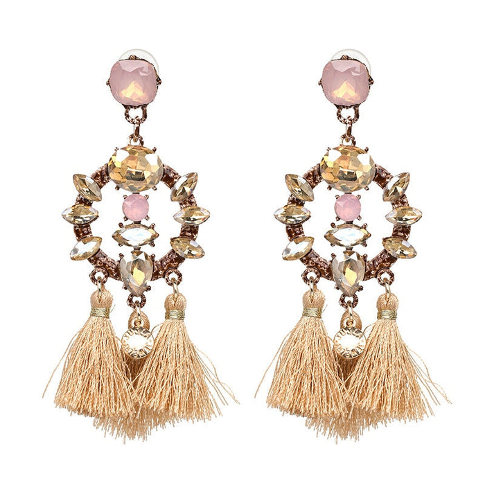 Wholesale tassel alloy earrings JDC-ES-LIUM012 Earrings 榴芒 brown2 Wholesale Jewelry JoyasDeChina Joyas De China