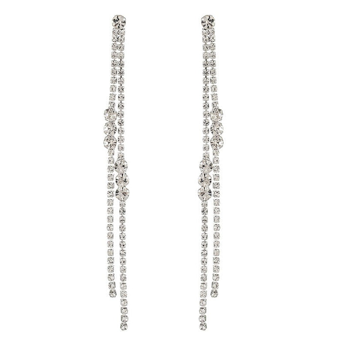 Wholesale tassel rhinestone long line stud earrings JDC-ES-ZHONGW029 Earrings 众薇 Wholesale Jewelry JoyasDeChina Joyas De China