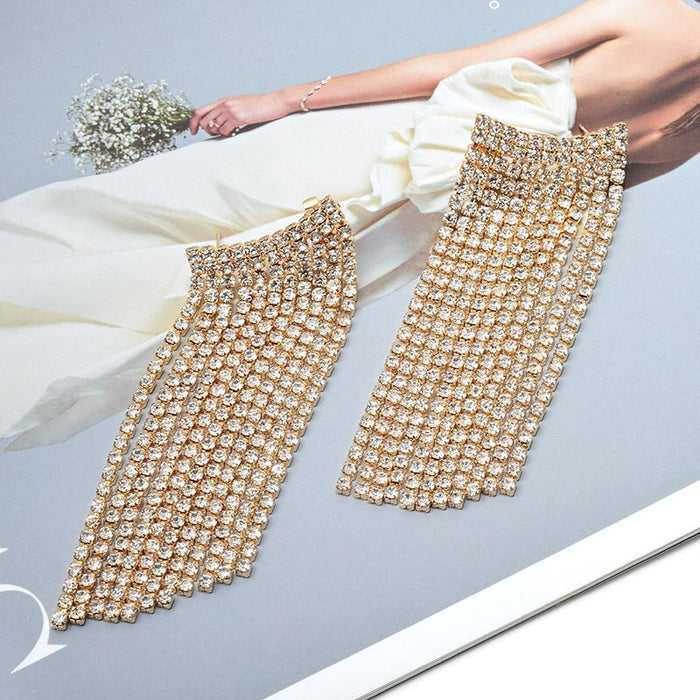 Wholesale Tassel Rhinestone Metal Earrings JDC-ES-SK076 Earrings 深刻 white Wholesale Jewelry JoyasDeChina Joyas De China