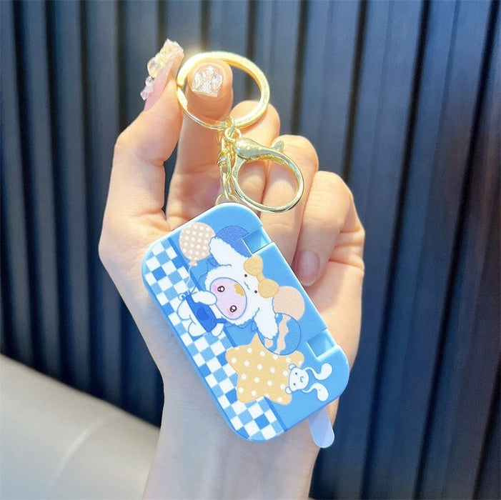 Wholesale Tetris Transparent Handle Game Machine Mini Handheld Electronic Game Machine Keychain Keychains JoyasDeChina Blue- flip game console Wholesale Jewelry JoyasDeChina Joyas De China