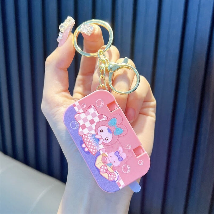 Wholesale Tetris Transparent Handle Game Machine Mini Handheld Electronic Game Machine Keychain Keychains JoyasDeChina Pink-flip game console Wholesale Jewelry JoyasDeChina Joyas De China